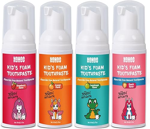 Miniatura 15 de NOHOO Pasta de dientes de espuma sin flúor para niños, sabor a frutas, pasta de dientes de entrenamiento natural para bebés y niños pequeños,