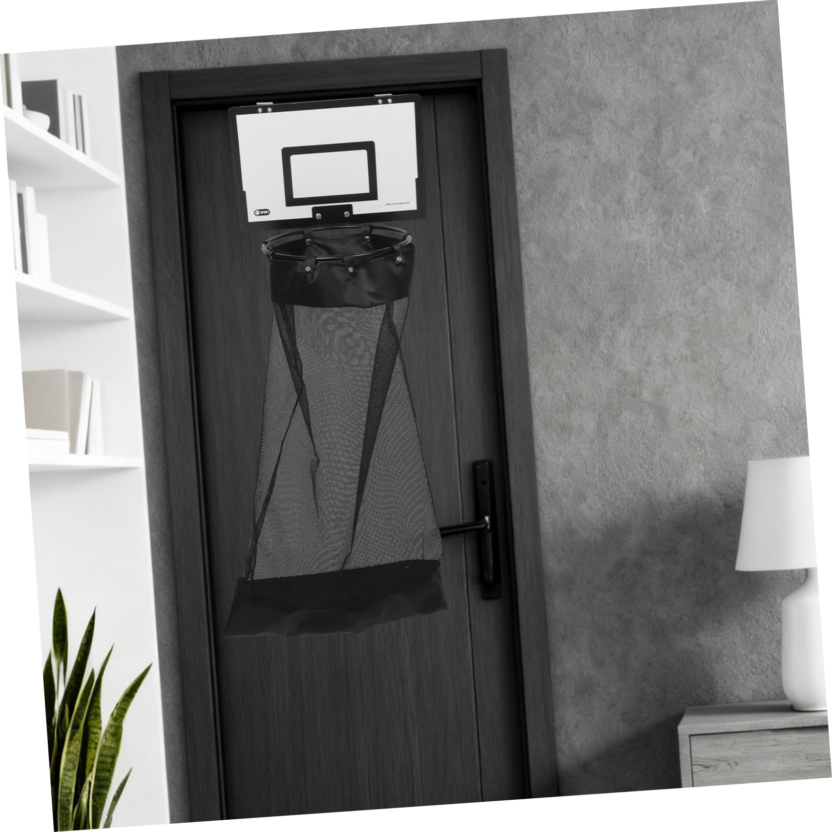 USHOBE Cesto Portabiancheria Canestro da Basket da Porta Nero | Pannello in Legno, Struttura in Ferro e Tessuto, Chiusura con Cerniera, per Casa e Bagno
