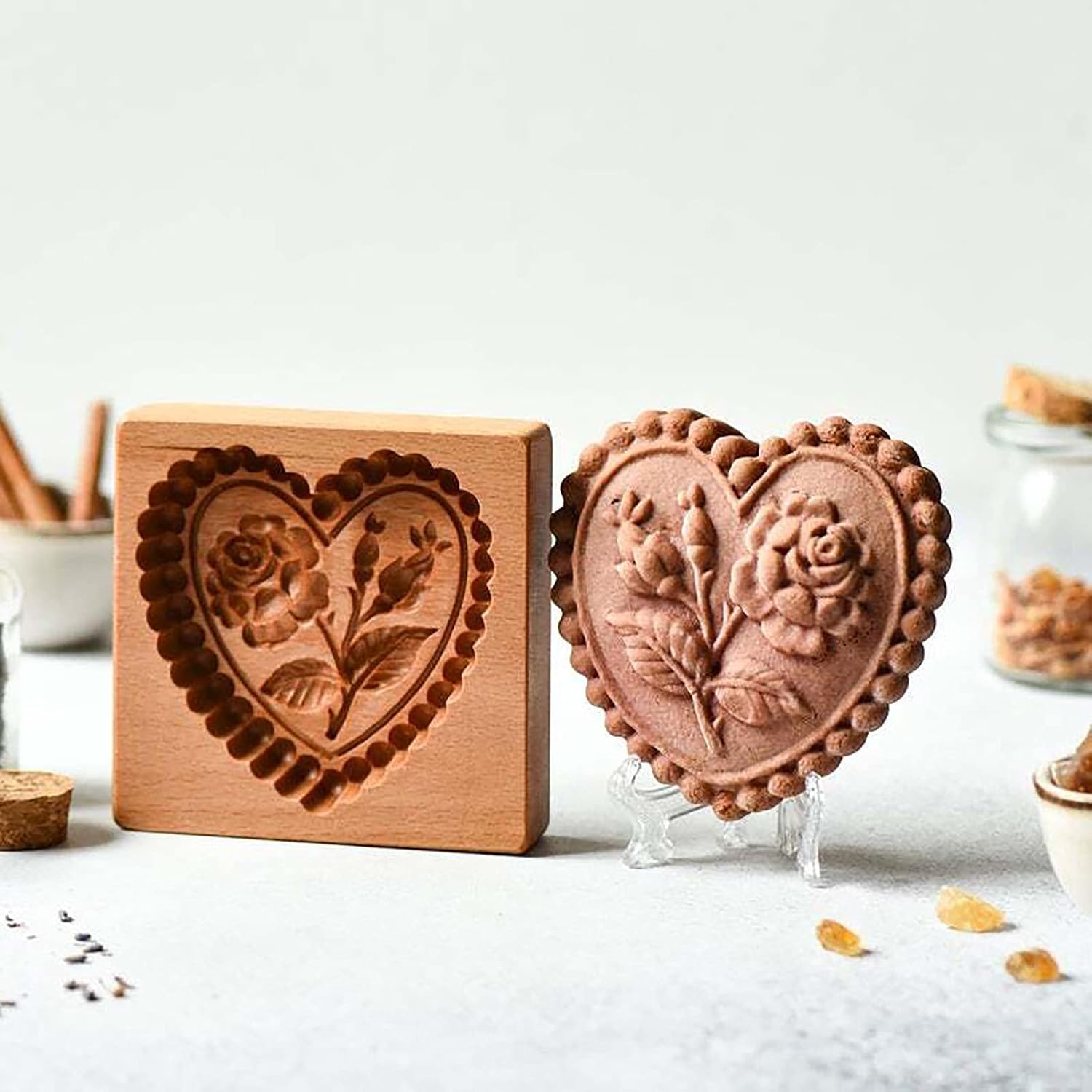 Keksformen. Keksformen aus Holz, Kekse, Kekse aus Holz, 3D-geschnitztes Backen, Keksausstecher, Prägung, Kekspresse, Stempelformen