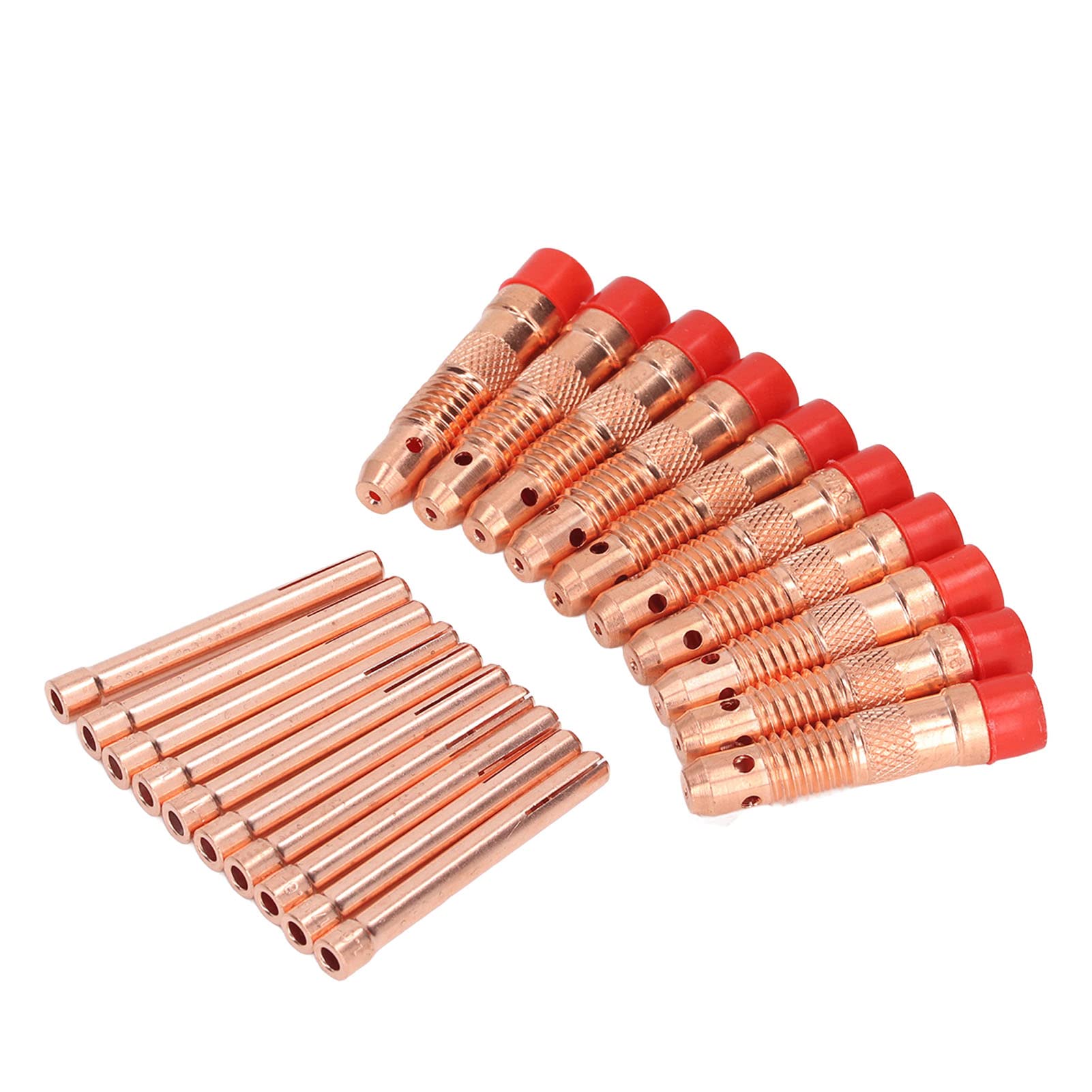 10PCS TIG Collets with 10PCS Fittings Argon Arc Welding Copper Connector Consumables Collet SetTig Welding ColletsWelding FittingTIG ConnectorCopper TIG Collet FittingsTig