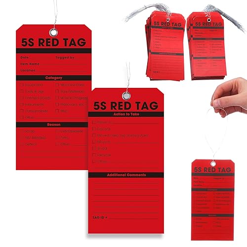 Dunzoom 100 Pcs 3.25 x 6.25 “ 5S Red Tags,Paper