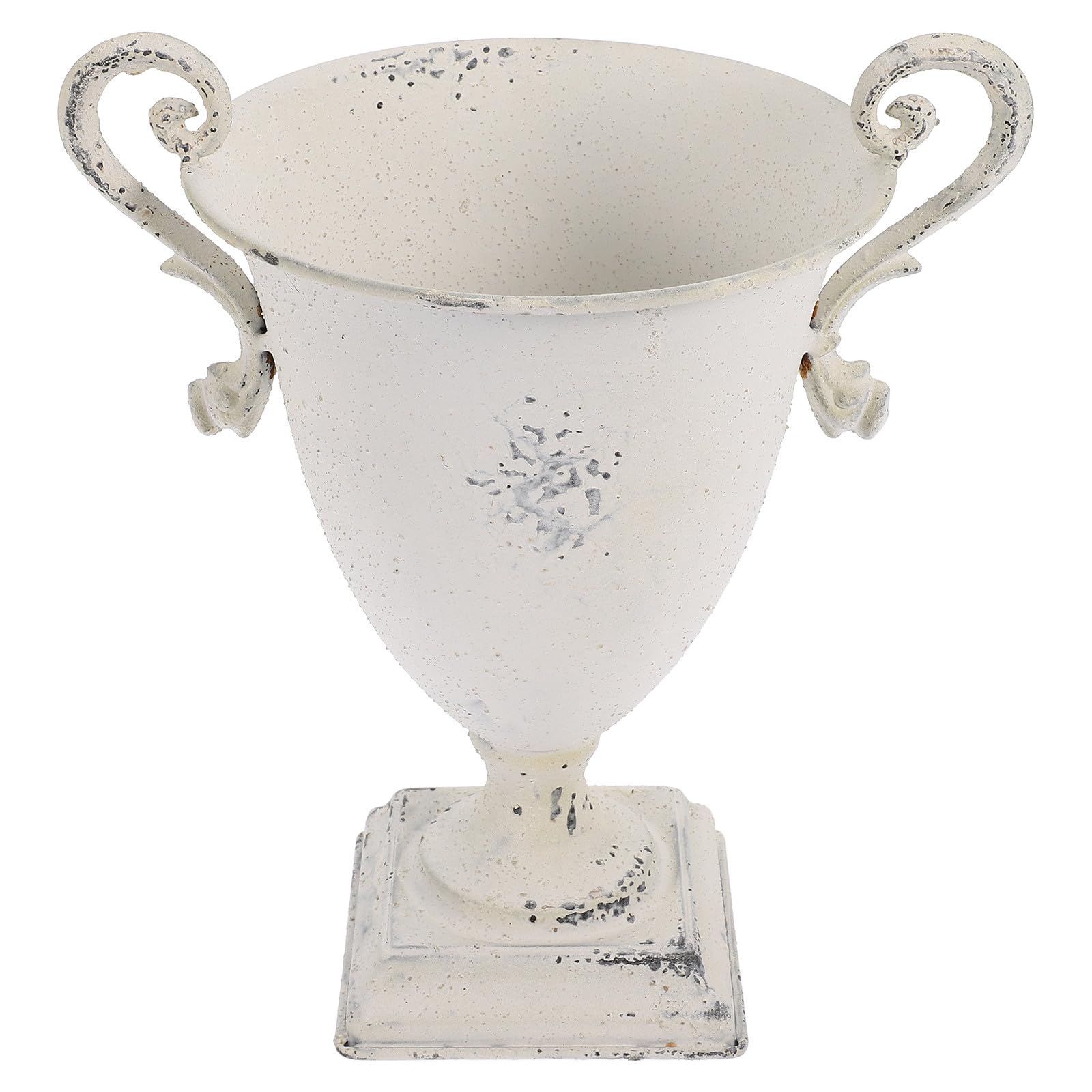Vase en fer blanc Operitacx style rétro à pied haut pour plantes et fleurs séchées