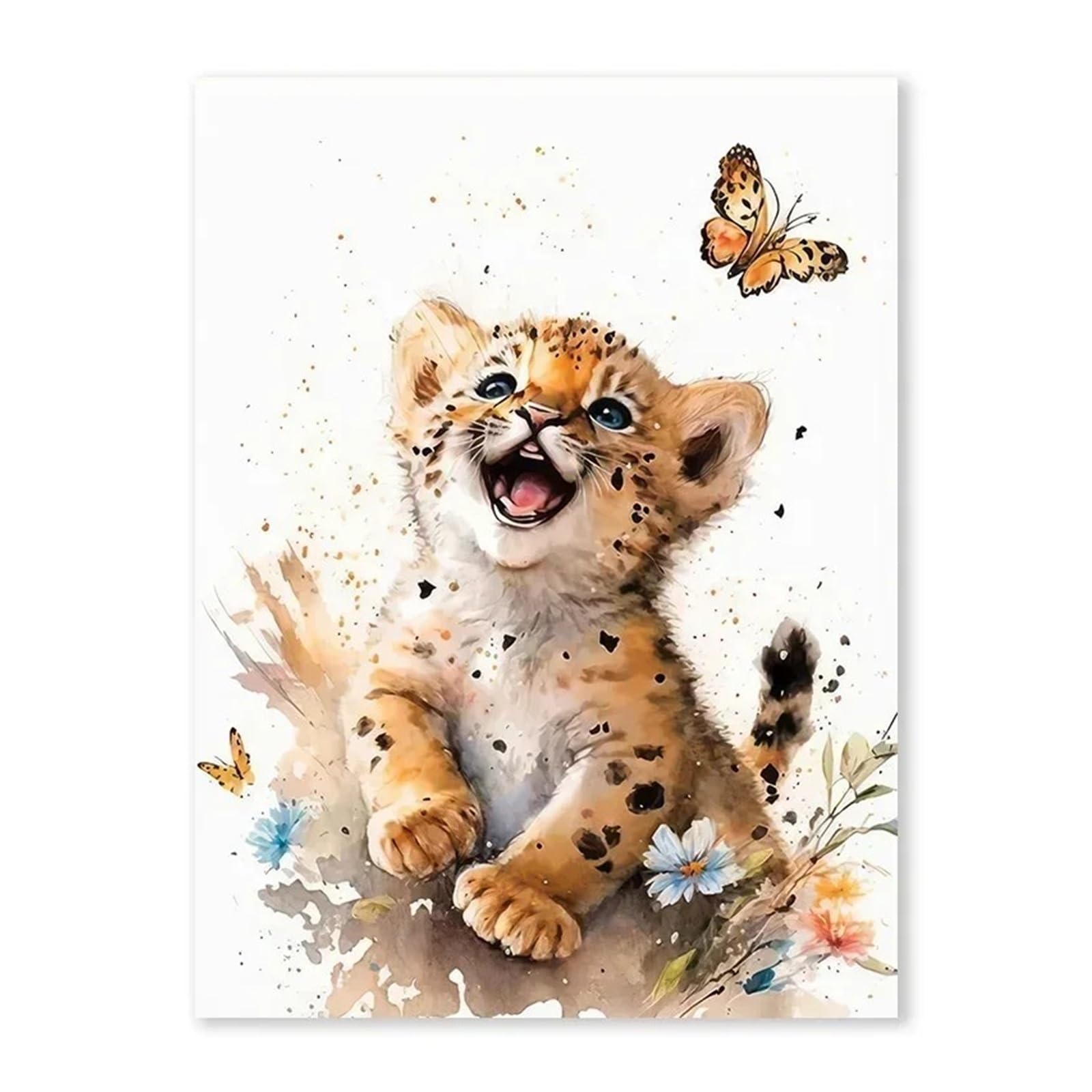 XENITE Wall Art Canvas Prints Elephant Panda Tiger Koala Cat Cartoon Animal Watercolor Posters Nursery Canvas Painting Wall Art Print Pictures Baby Room Decor(G,40X50cm)
