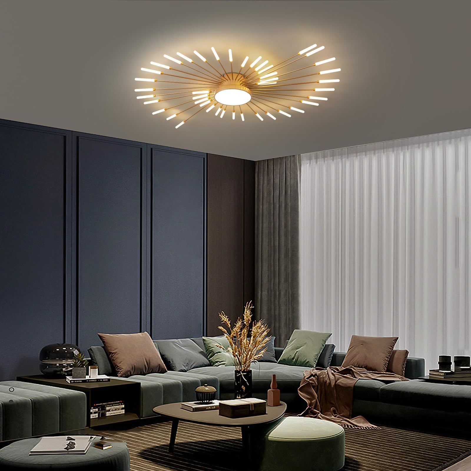 Plafoniera Moderna A Led Dimmerabile,42+1 Teste Lampada Da Soffitto A Incasso In Oro Lampadari Per Camera Dei Bambini Camera Da Letto Soggiorno Luce A Forma Di Fiore3000-6000k Con Telecomando