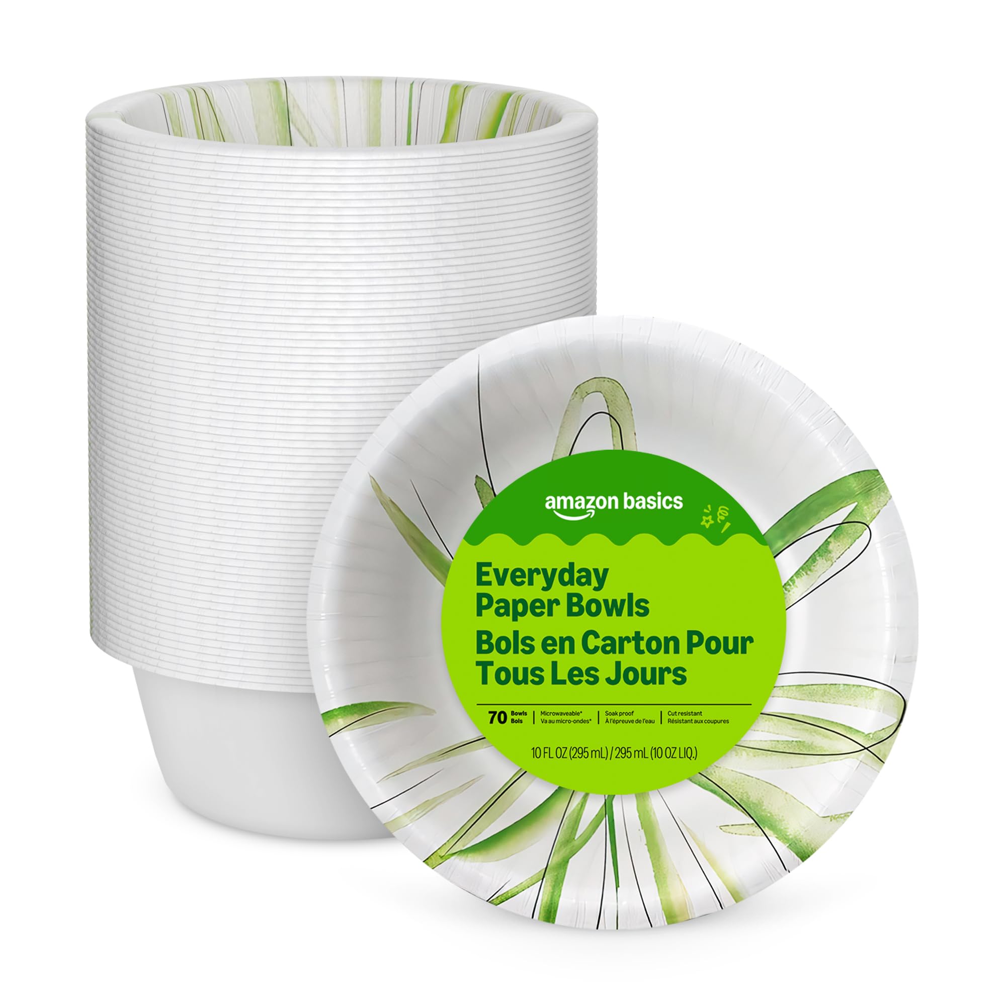 Amazon Basics Everyday 10 Oz Disposable Paper Bowls, 70 Count