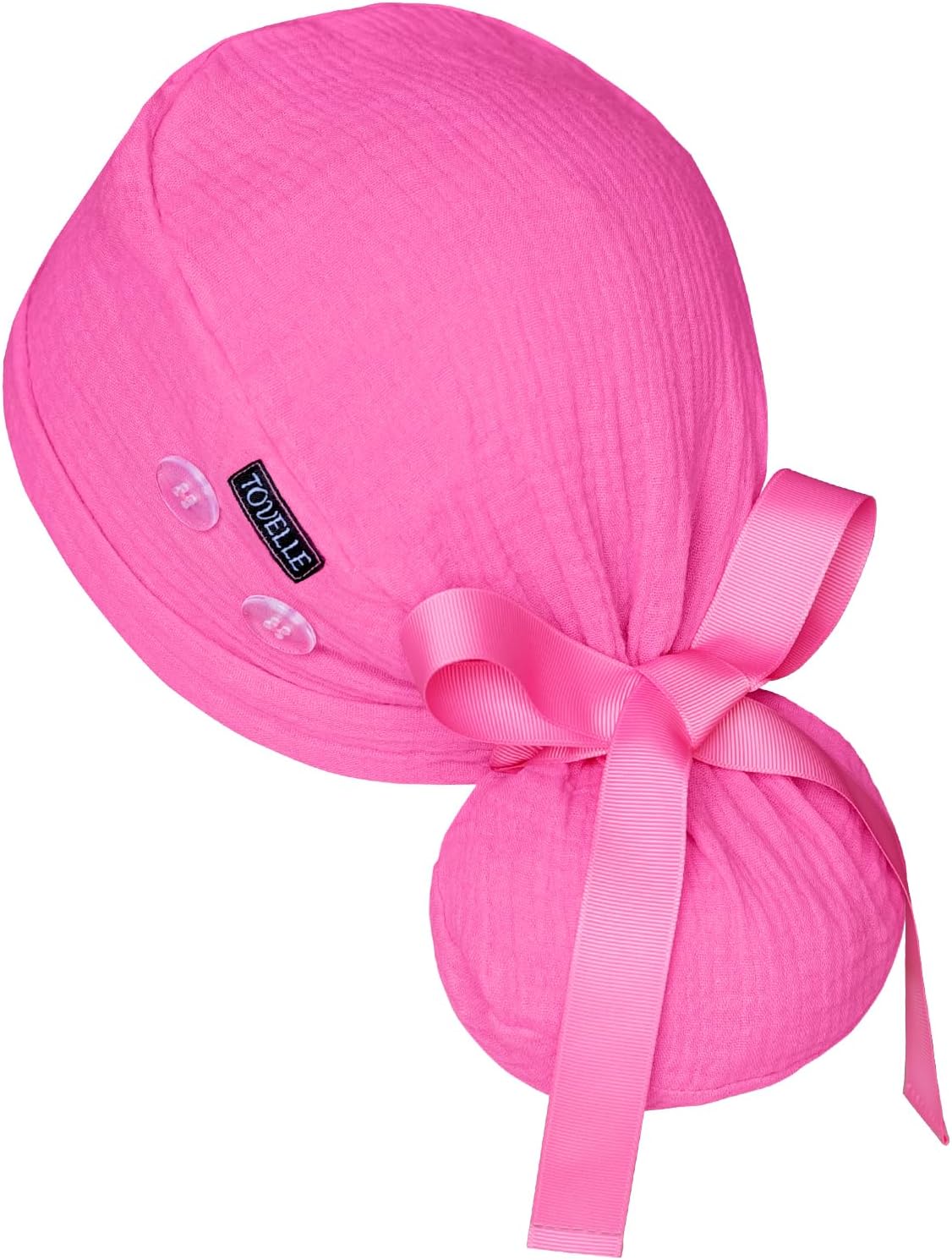 Ponytail Scrub Cap for Women – Solid Sweet Pink Surgical Cap with Buttons, Cotton Ponytail Scrub Caps, Adjustable Surgical Hat for Women to Secure Long Hair