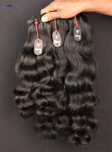 Miniatura 1 de 3 paquetes de 14 "16" 18" ondulado 100% natural indio virgen templo sin procesar y no tratado con ningún tipo de productos químicos. Paquetes de