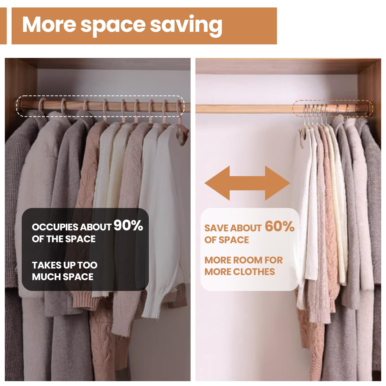 Jiang&Rong Paquete de 60 perchas de terciopelo beige, perchas para trajes, ultra finas que ahorran espacio, perchas antideslizantes para ropa, perchas redondeadas para suéter, chaquetas, pantalones,