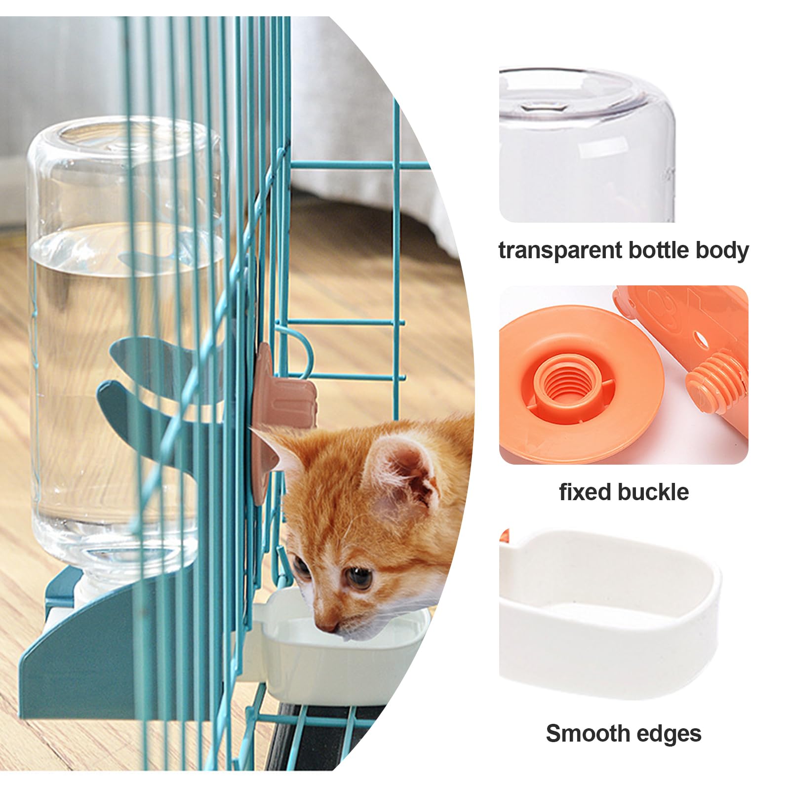 2 pièces de distributeur d'eau automatique pour lapins, 500 ml, bouteille de boisson suspendue pour lapins, cochons d'Inde, chinchillas, hérissons, furets, hamsters (Bleu, Orange)