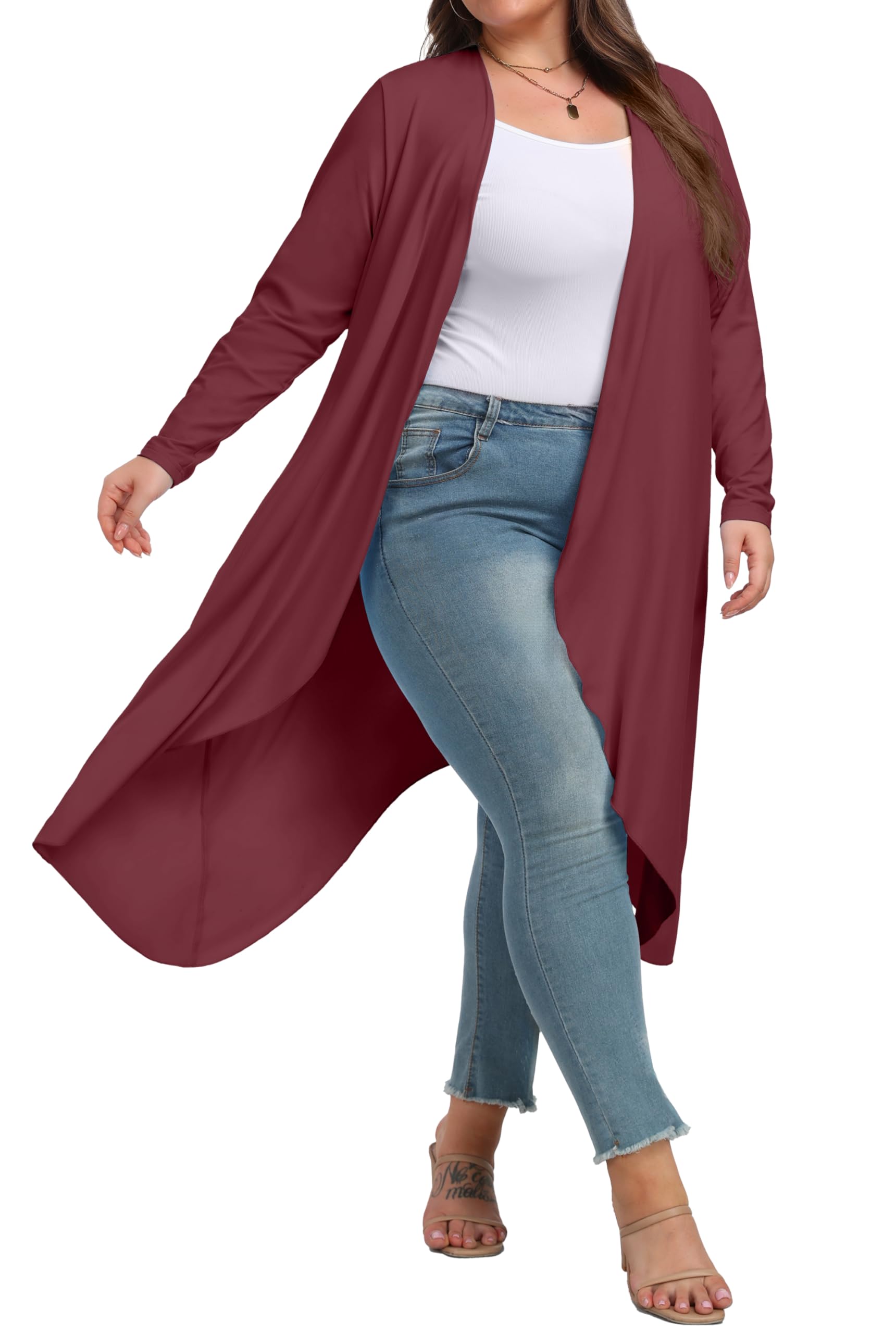 OLRIK Plus Size Cardigan for Women Trendy Lightweight Fall Clothes Long Duster Cardigans for Women with Pockets