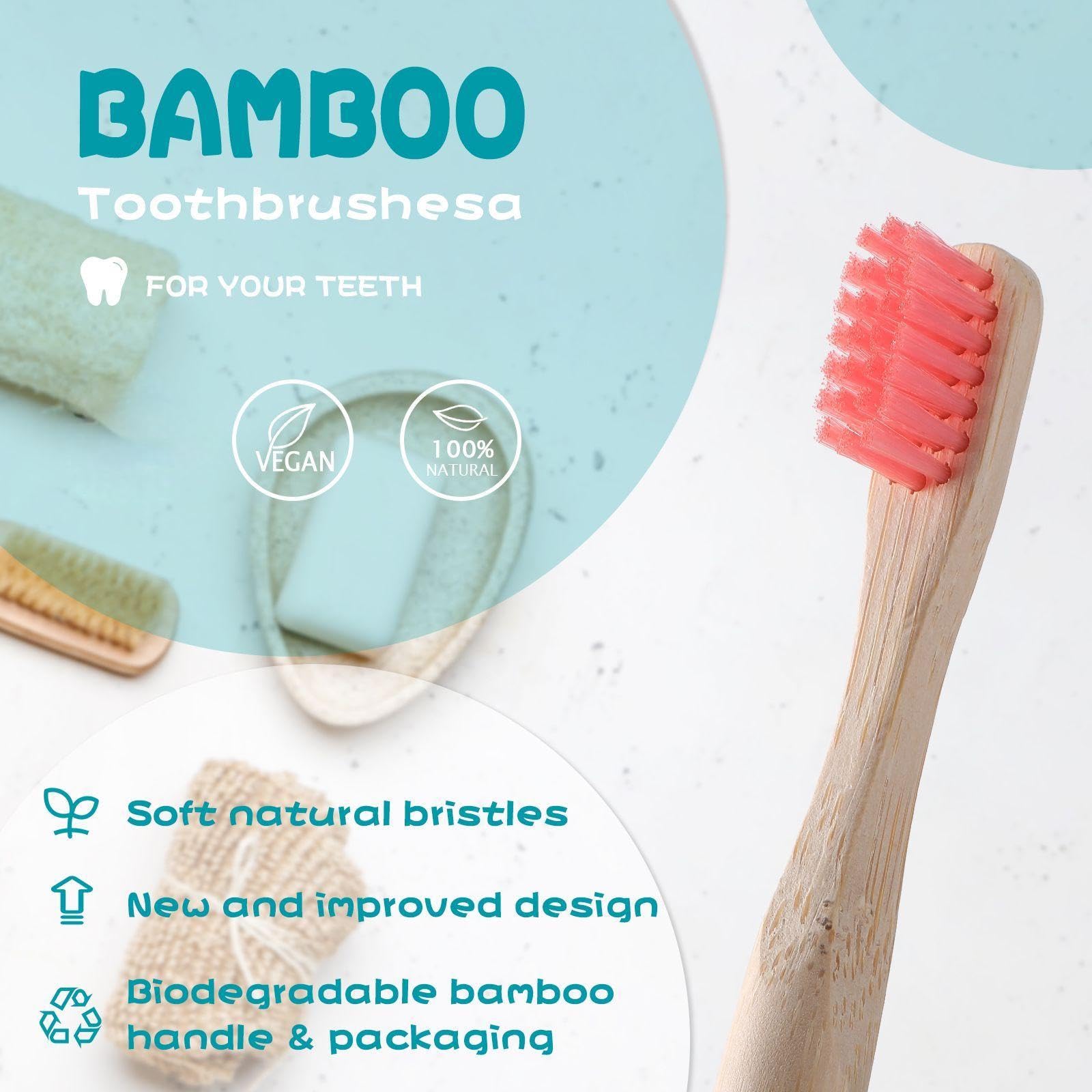 72 spazzolini da denti per bambini in bambù con setole morbide, senza BPA, in legno, da viaggio, per bambini, casa, viaggi, scuola, 14 cm, confezionati singolarmente
