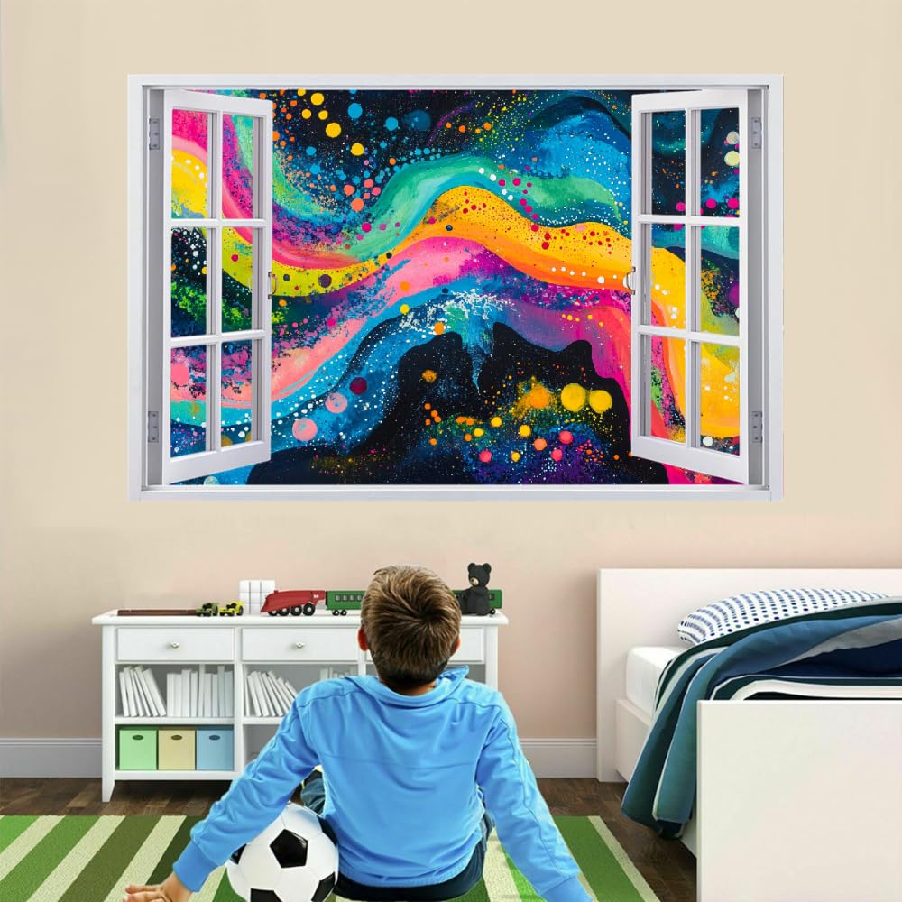 3D Wandaufkleber, Kosmische Linien Durchbruch Wandtattoos Deko Wand Selbstklebend Tintenkunst, Wand Aufkleber Wanddurchbruch Wandsticker für Zuhause, Badezimmer, Schlafzimmer, Wohnzimmer