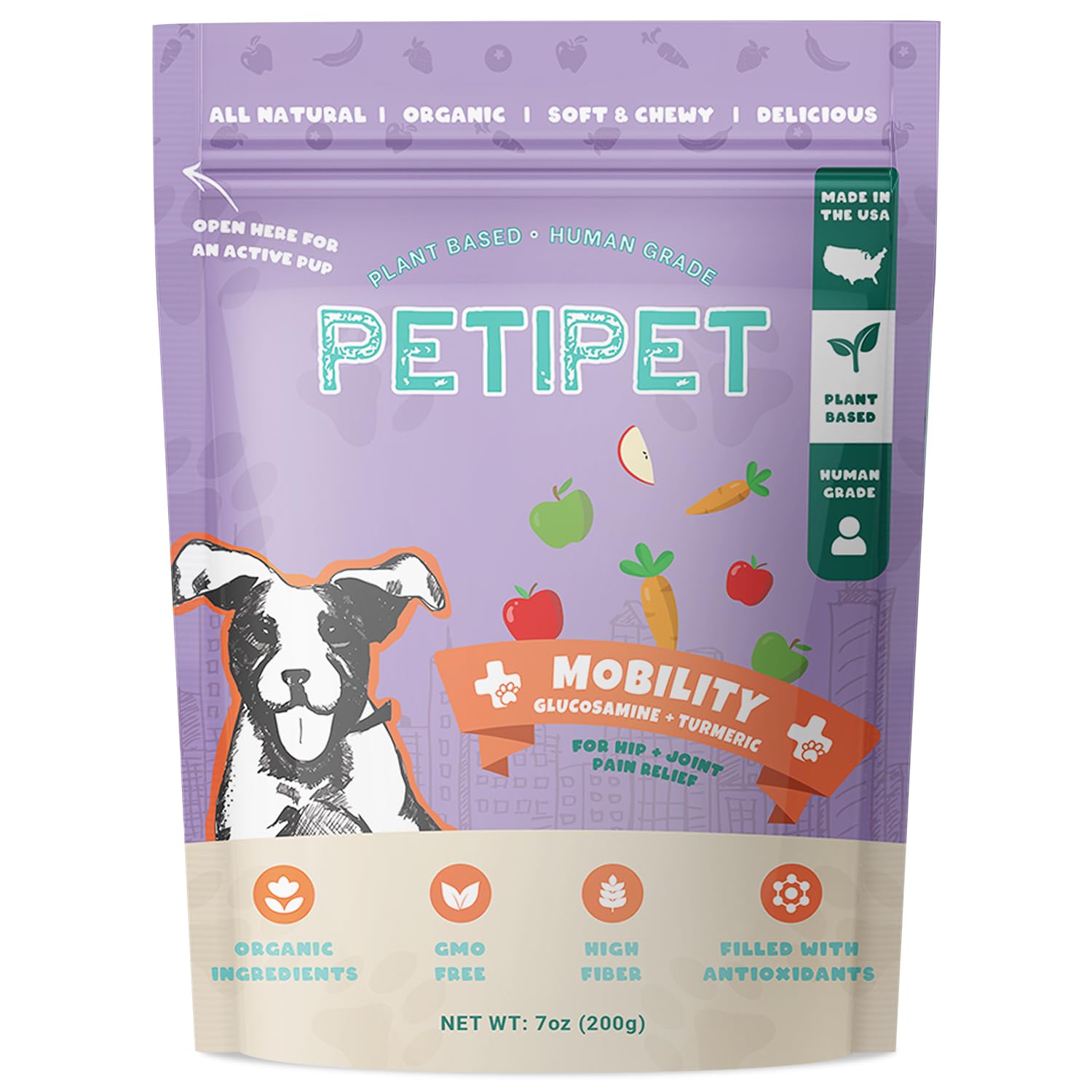 Petipet Hip & Joint Supplement for Dogs - Glucosamine & Tumeric Soft & Chewy Treats - Anti-Inflammatory Chews for Joint Health Support, Arthritis,