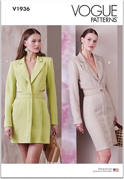 Vogue V1936F5 Misses Blazer Dress Sewing Pattern Packet, Sizes 16-18-20-22-24