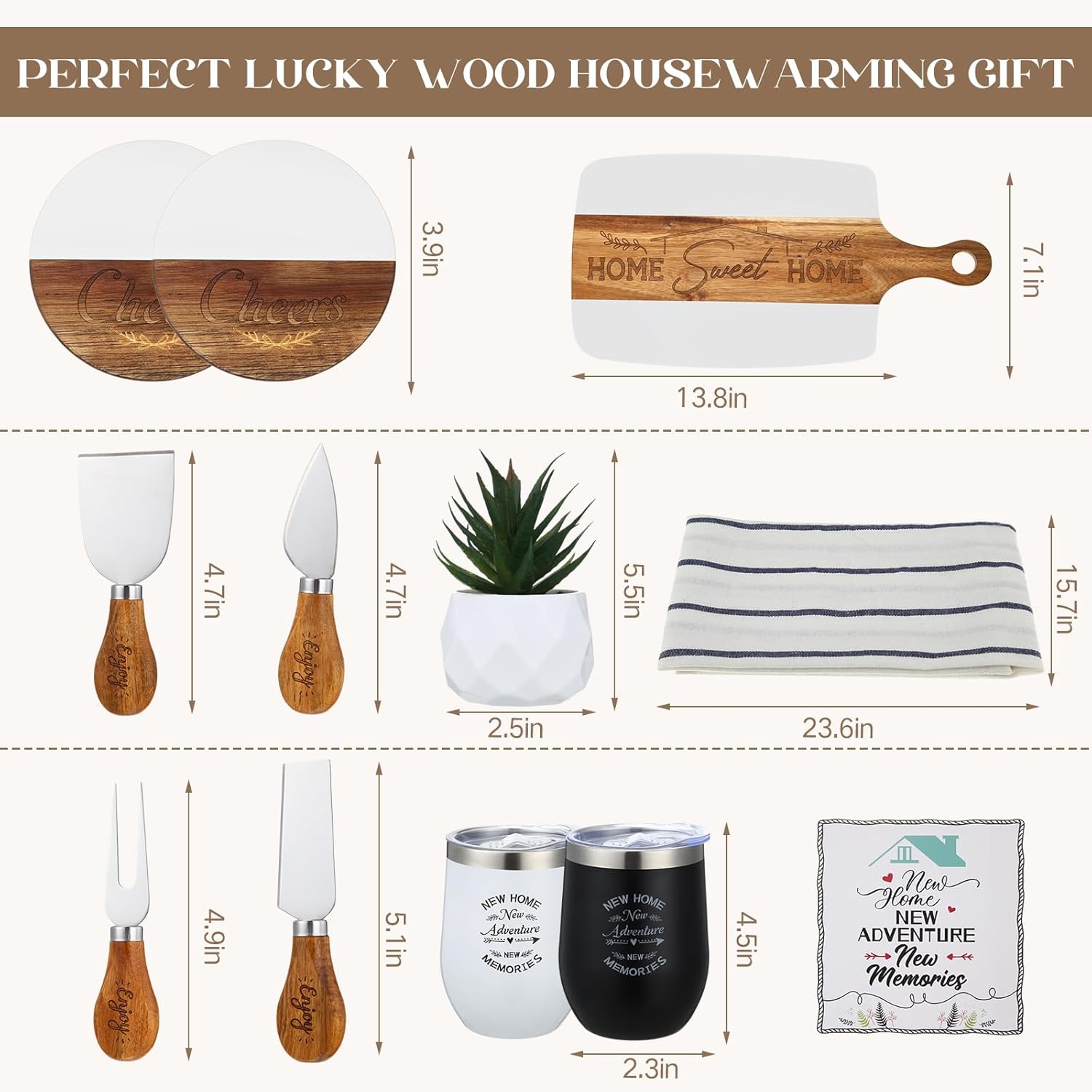 Patelai 13 Pcs Housewarming Gifts New Home - Housewarming Gift Set for Couple, Warming New Home Basket Idea Gift for Women Men Real Estate Agency Closing