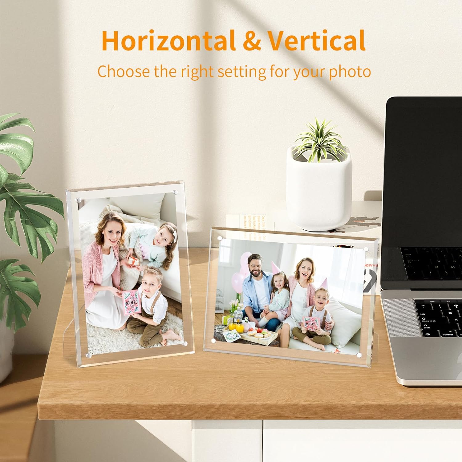 4x6 Acrylic Picture Frame 3 Pack, Clear Magnetic Photo Frames with Transparent Stand, Freestanding Desk Frames for Home Office Decor, Vertical & Horizontal Display for Photos, Small Art & Gifts