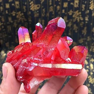 天然水晶の原石 Red Titanium Coated Rock Crystal Cluster Quartz Geode Stone Gemstone Home Decoration Ornaments (Size : 50g)