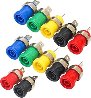 Keszoox 12Pcs 4mm Banana Jack Female Panel Mount Banana Socket Binding Post Adapter for 4mm Banana Plug Connectors（5 Colors）