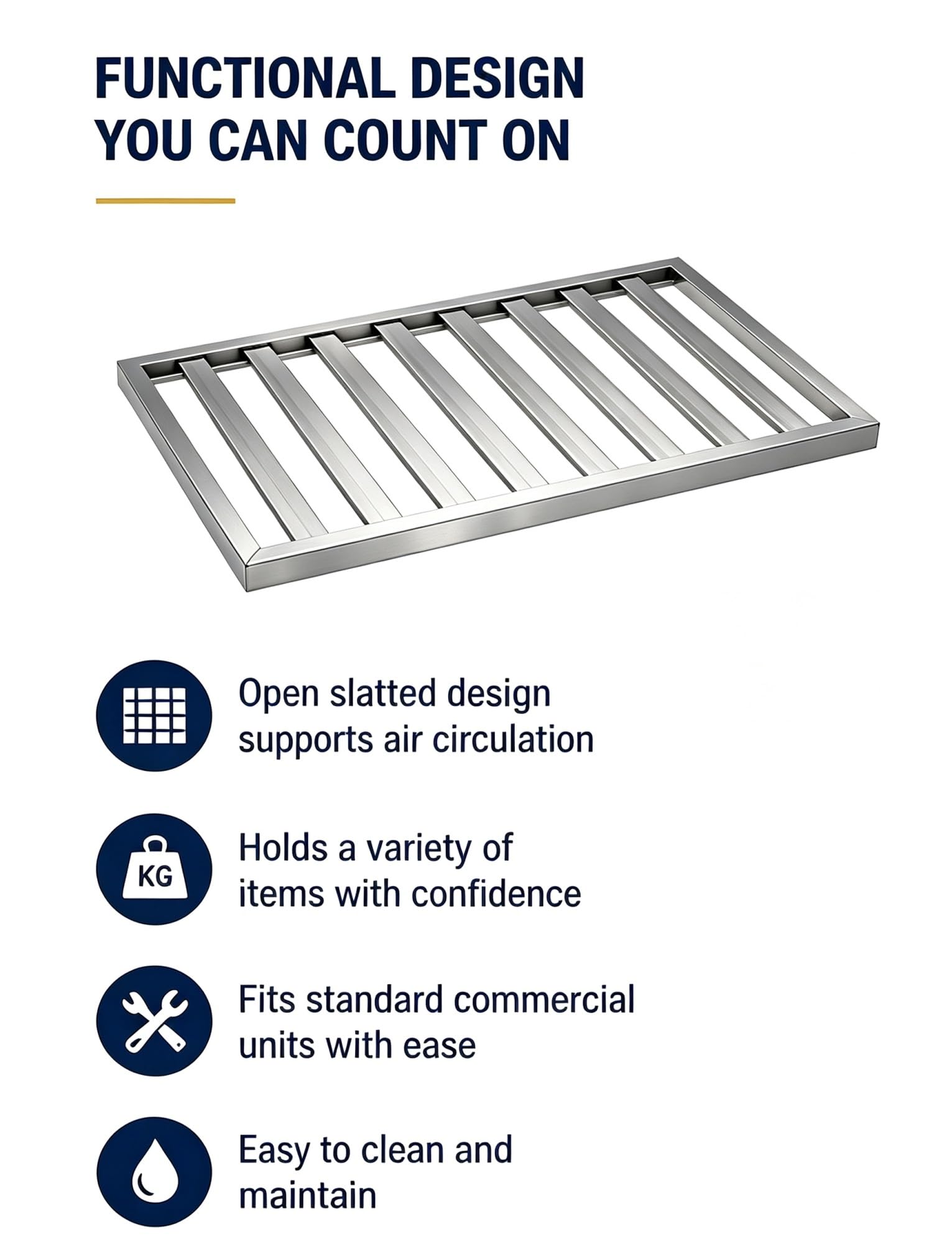 Estante acero inox 304 for frigorífico y congelador comercial | Rejilla de repuesto en acero inox 304 for vitrinas, congeladores y equipos de refrigeración(108x53cm/42.5x20.9in)