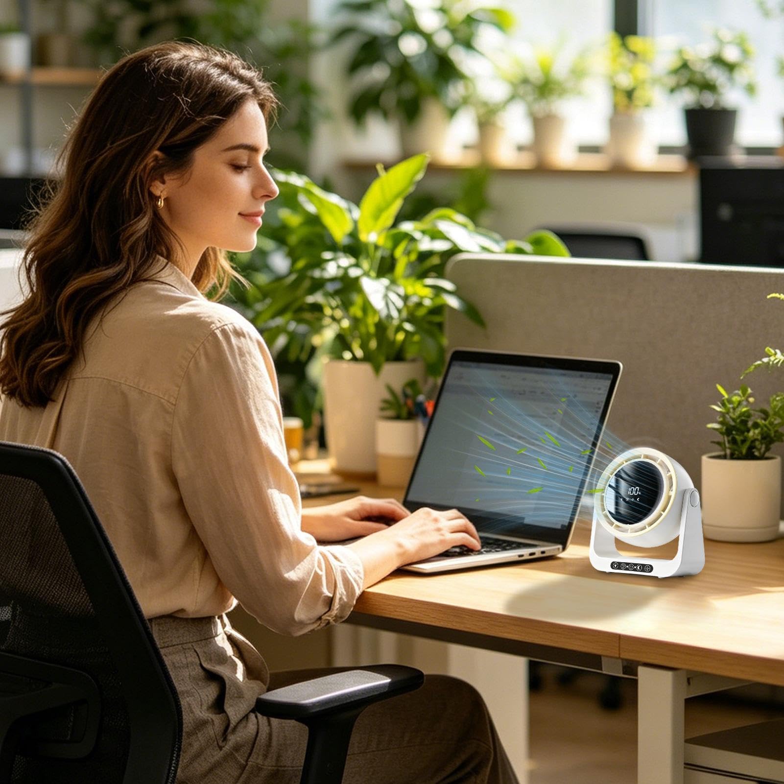Ventilatore Da Scrivania Dispositivo Soffiante Silenzioso Portatile Da | Ventilatore Portatile Con Display Digitale per Casa, Studio, Dormitorio, Ufficio, Palestra, Auto, Campeggio, Esterni