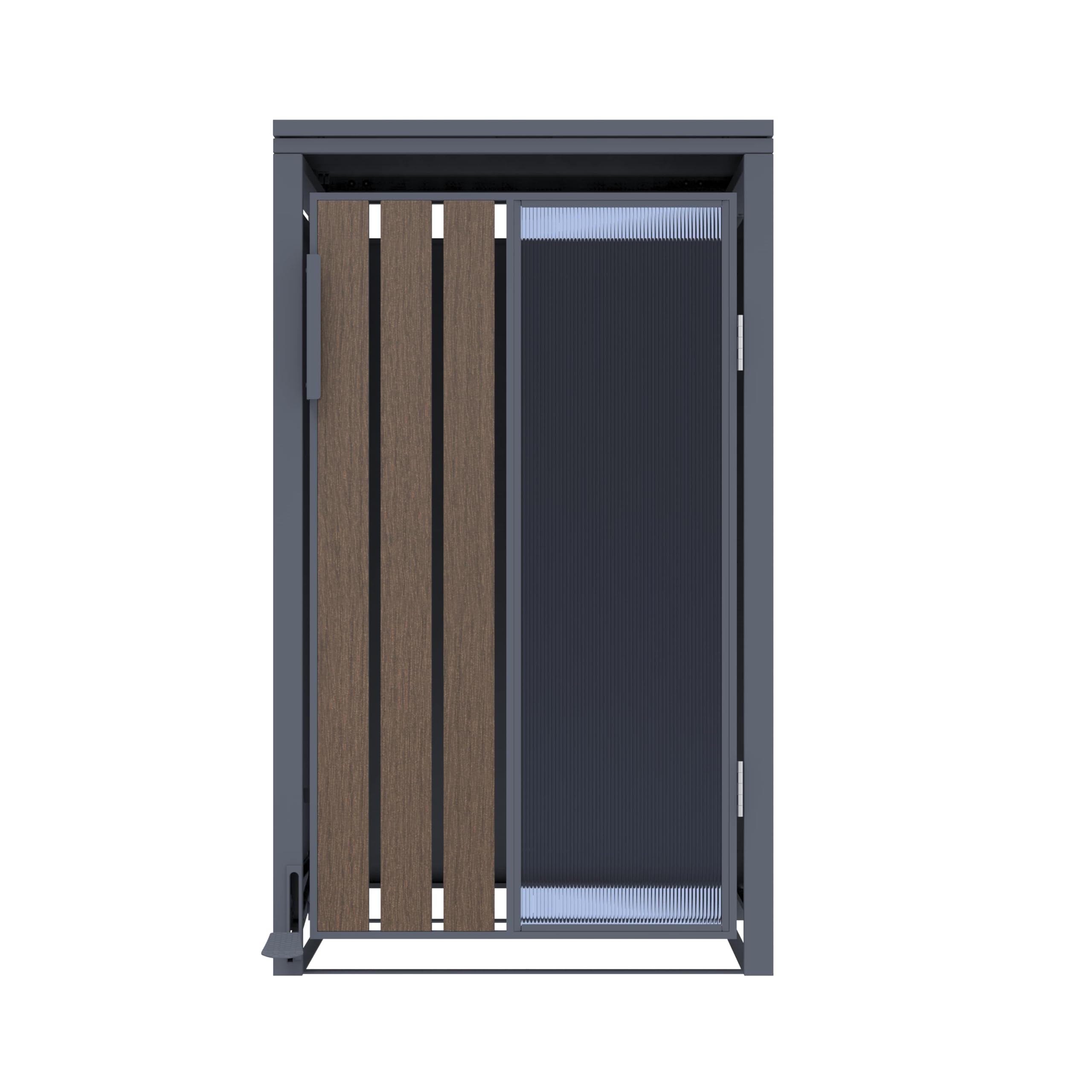Mülltonnenbox Anthrazit mit Holzoptik und Plexiglas für 1 Mülltonne 120 und 240 Liter