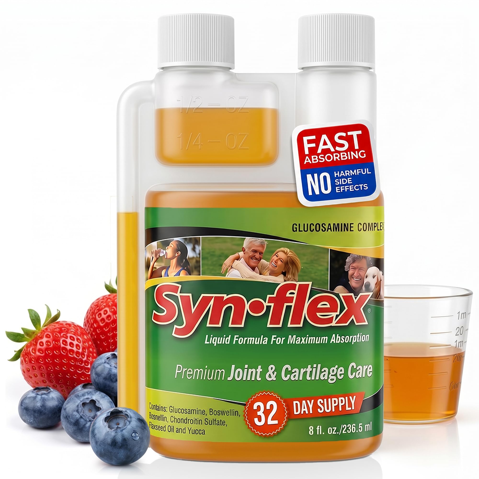 Synflex Concentrated Liquid Glucosamine Chondroitin 1250mg Joint Support Berry