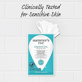 Summer\'s Eve Fragrance-Free Feminine Wipes, Gentle pH-Balanced Micellar Water Based Formula Helps Control Vaginal Odor, Individually Wrapped, 12 Wipes