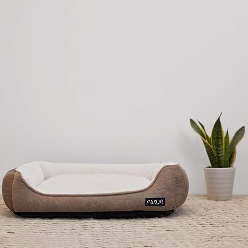 Vista 6 de ANWA - Cama para perro duradera, lavable a máquina, de tamaño mediano y cuadrada; cómoda cama para cachorros