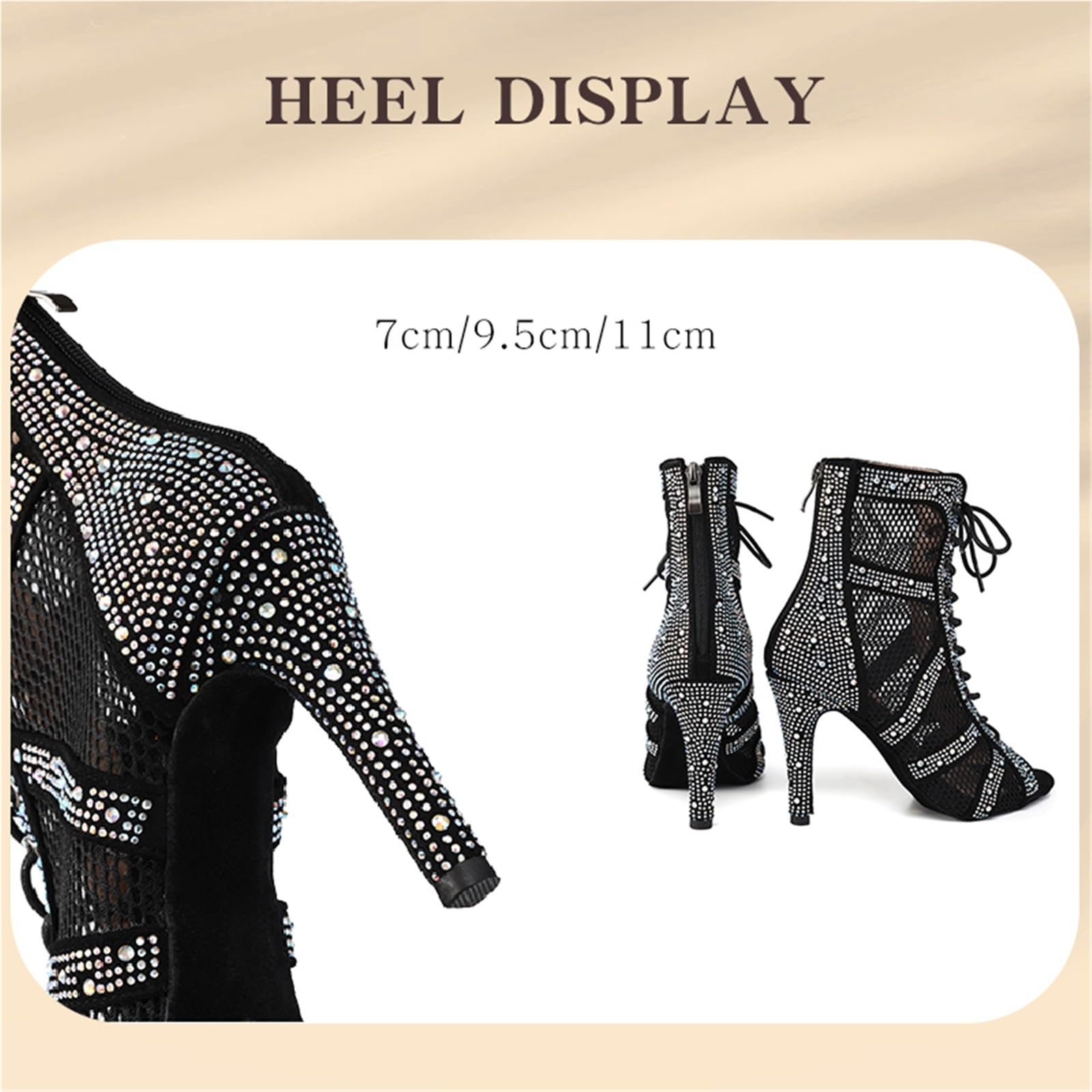 Lateinische Tanzschuhe für Frauen Frauen Tanzschuhe Ballsaal Salsa Party Social Latin Dance Booties for Frauen/Damen Stiletto Heels(Black,7CM_34)
