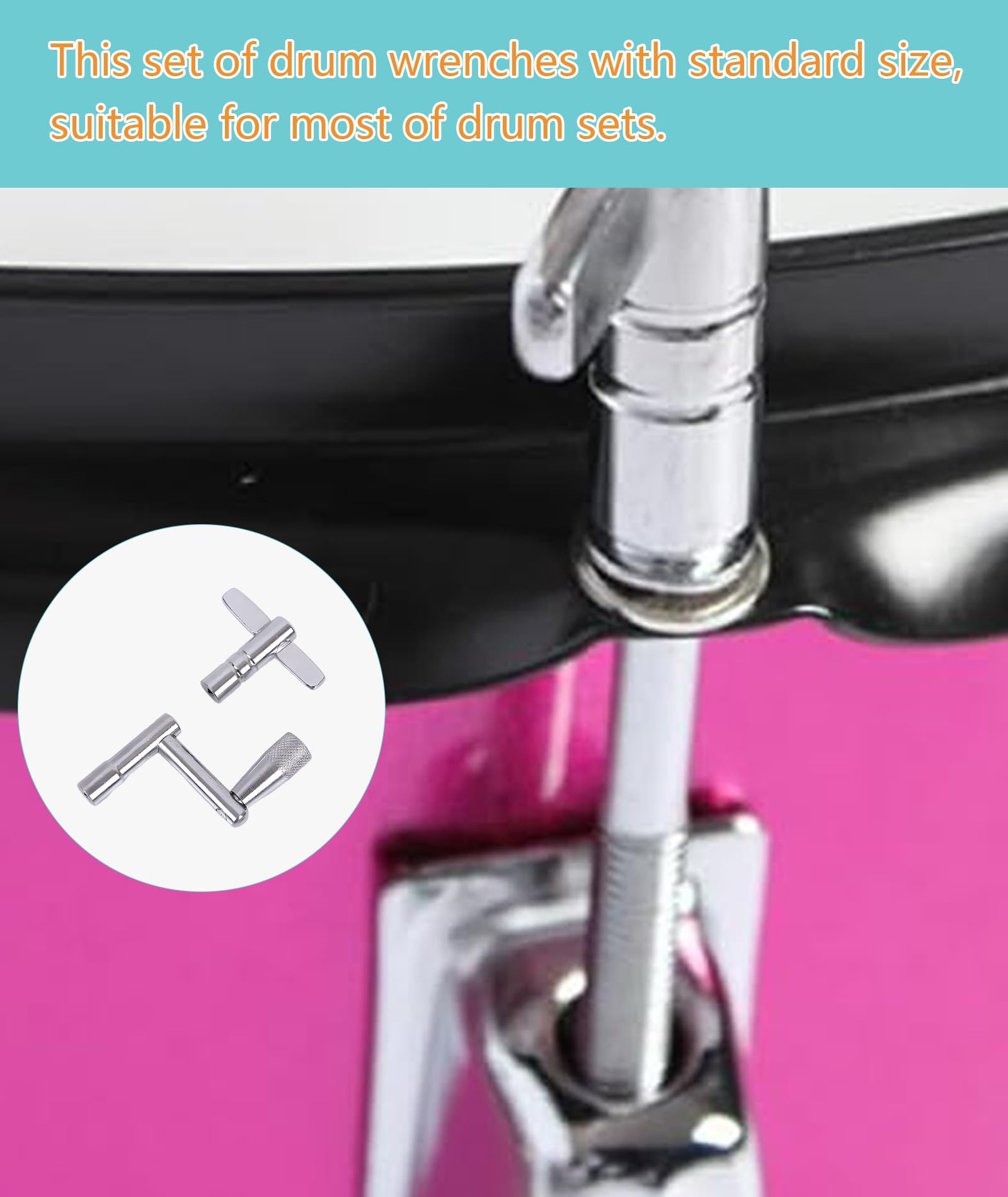 Drum Key, Metal Drill Key with T-Shape and Z-Shape Design, Drum Hardware for Drum Tuning and Maintenance, Essential Drum Accessories for Snare Drum and Tom Drum - Image 6 thumbnail