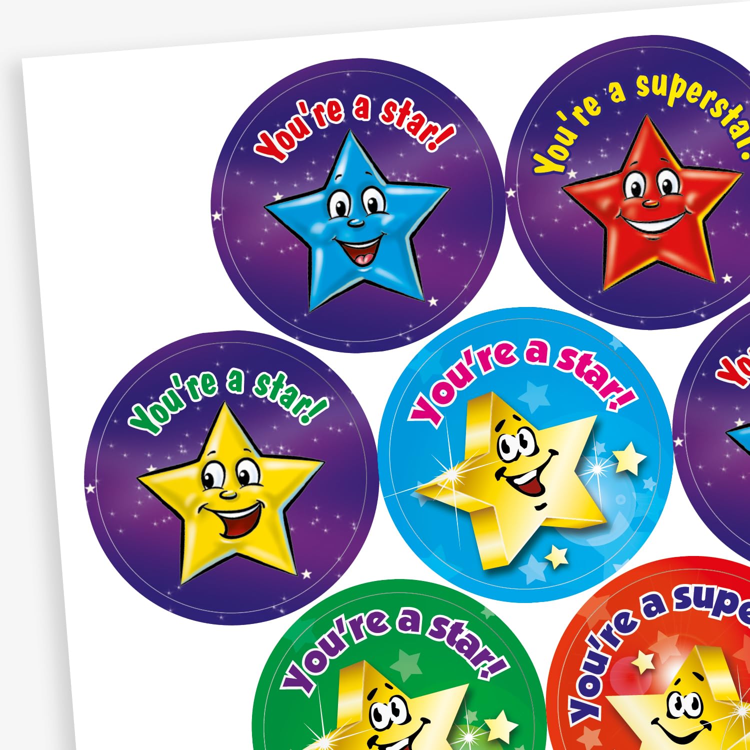 Primary Teaching Services Ltd Multicoloured 140 Mixed Scented Berry Youre A Superstar Smiley Motivational Childrens Pupils School Teachers Praise Reward Stickers Value Pack 37Mm Primary Teaching Services