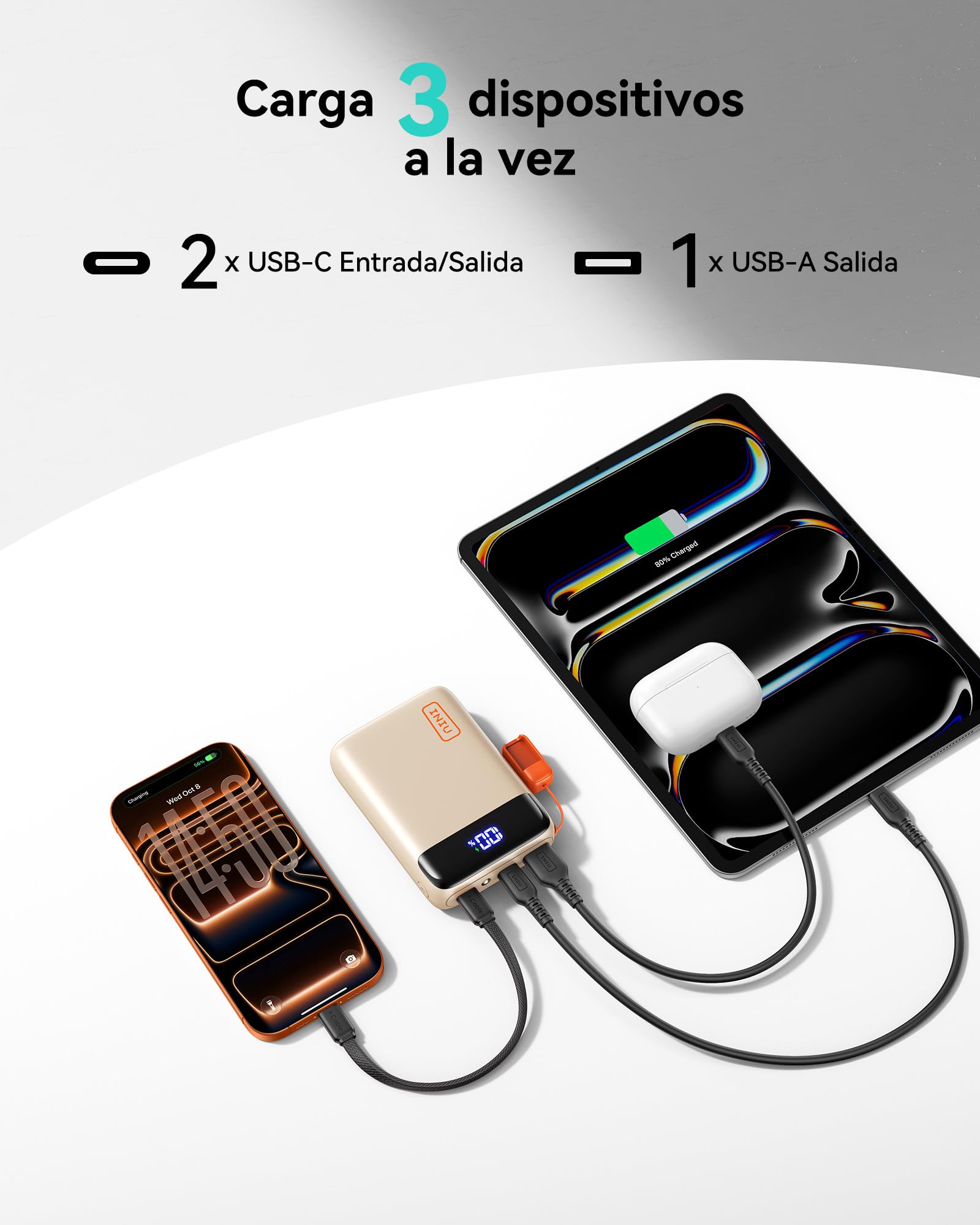 INIU Power Bank, Pequeño 20000mAh 22,5W Carga Rapida Bateria Phone Externa | Cable USB C Adjunto, Apto para Avión, Esenciales de Viaje, Bateria Portatil para iPhone 17 16, Samsung S25, iPad, Xiaomi etc
