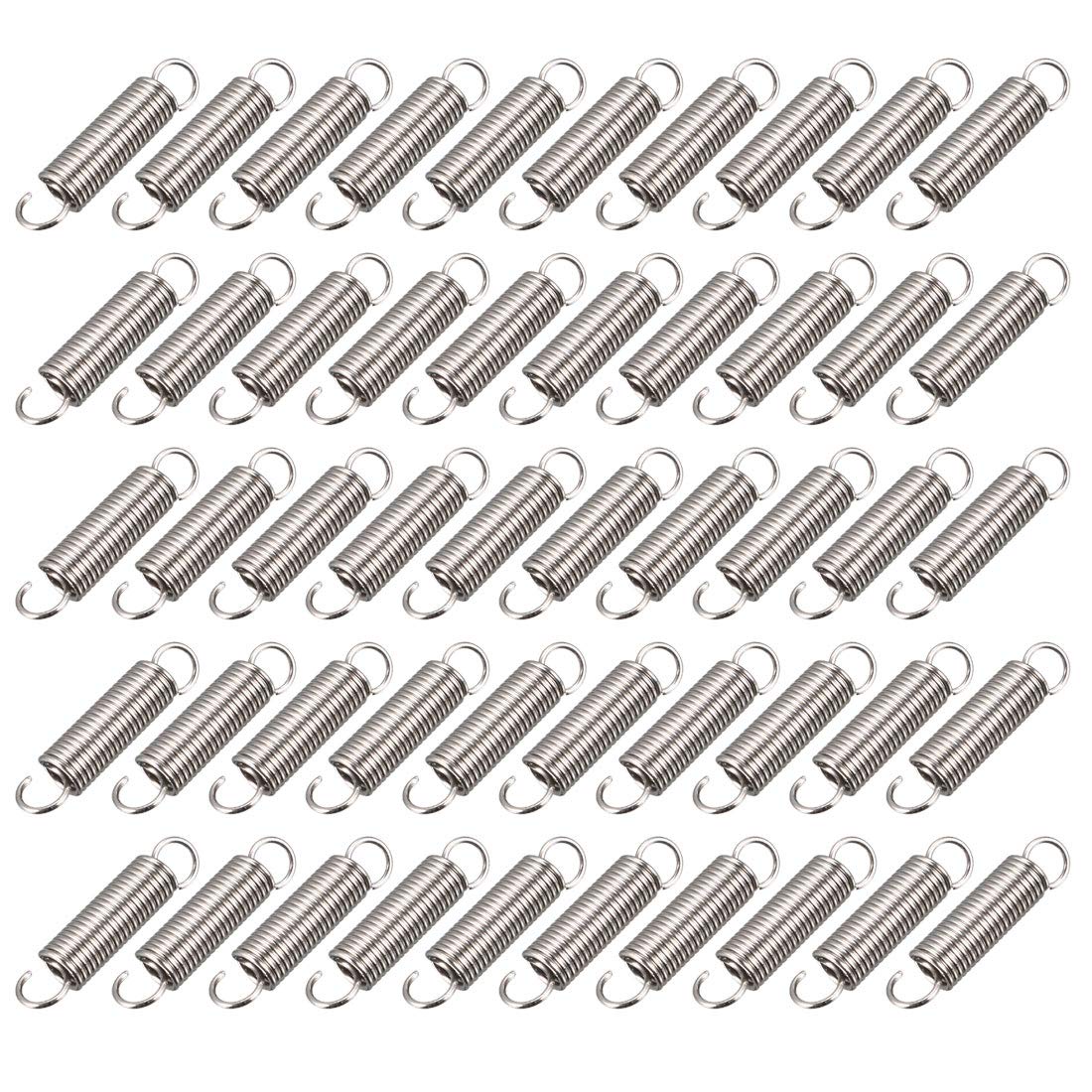 Uxcell Sourcingmap Extension Spring - 0.5Mm Wire Dia, 4.1Mm Od, 18Mm Free Length Spring Steel Small Dual Hook Tension Spring 51Pcs