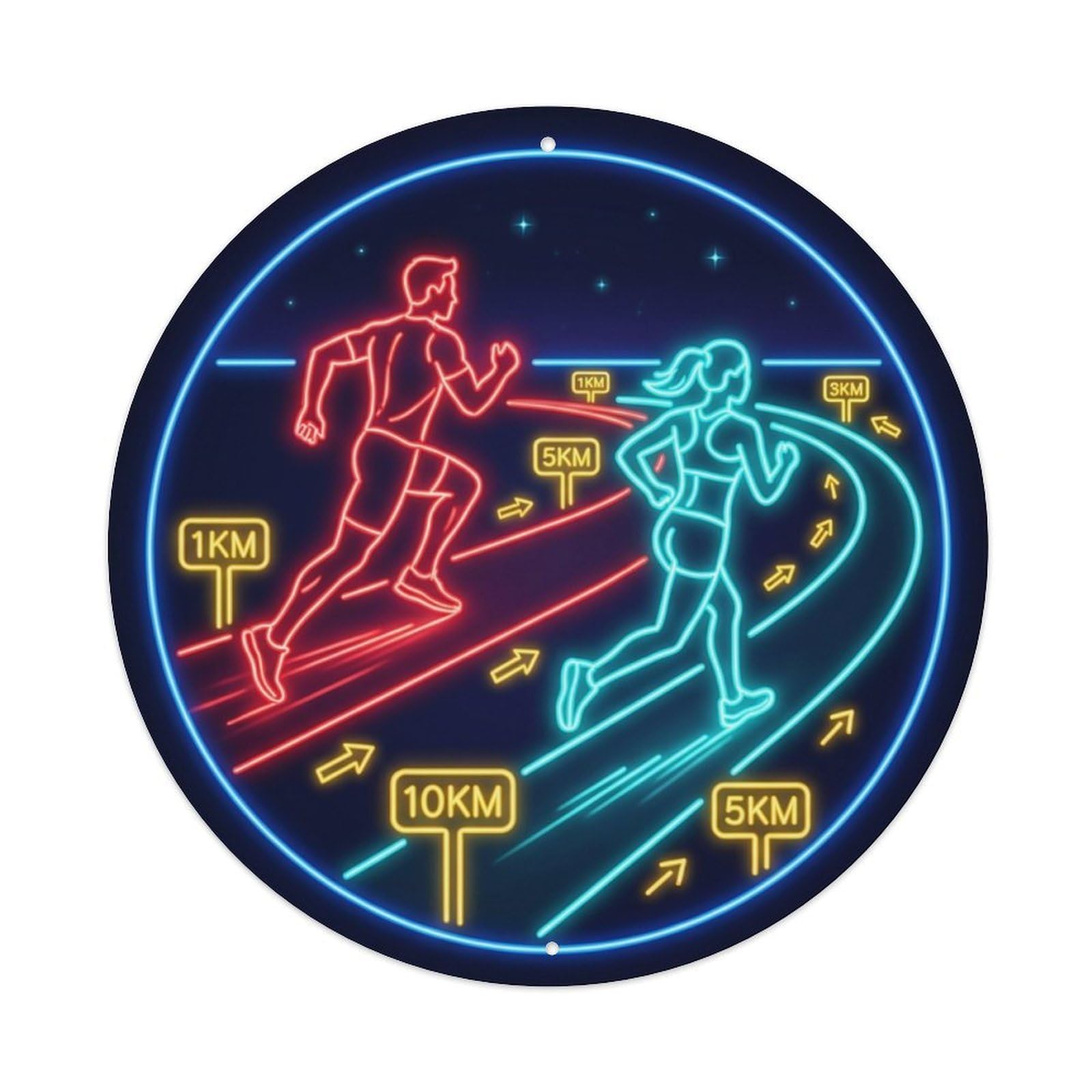Vintage Faux Neon Gym Retro Bodybuilding Distance Metal Tin Sign