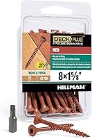 Vista 62 de Deck Plus Tornillos para valla y madera exterior con revestimiento epoxi de 2 pulgadas #8 x 2 Torx/Star Drive Incluido, rosca gruesa, tornillo Rojo