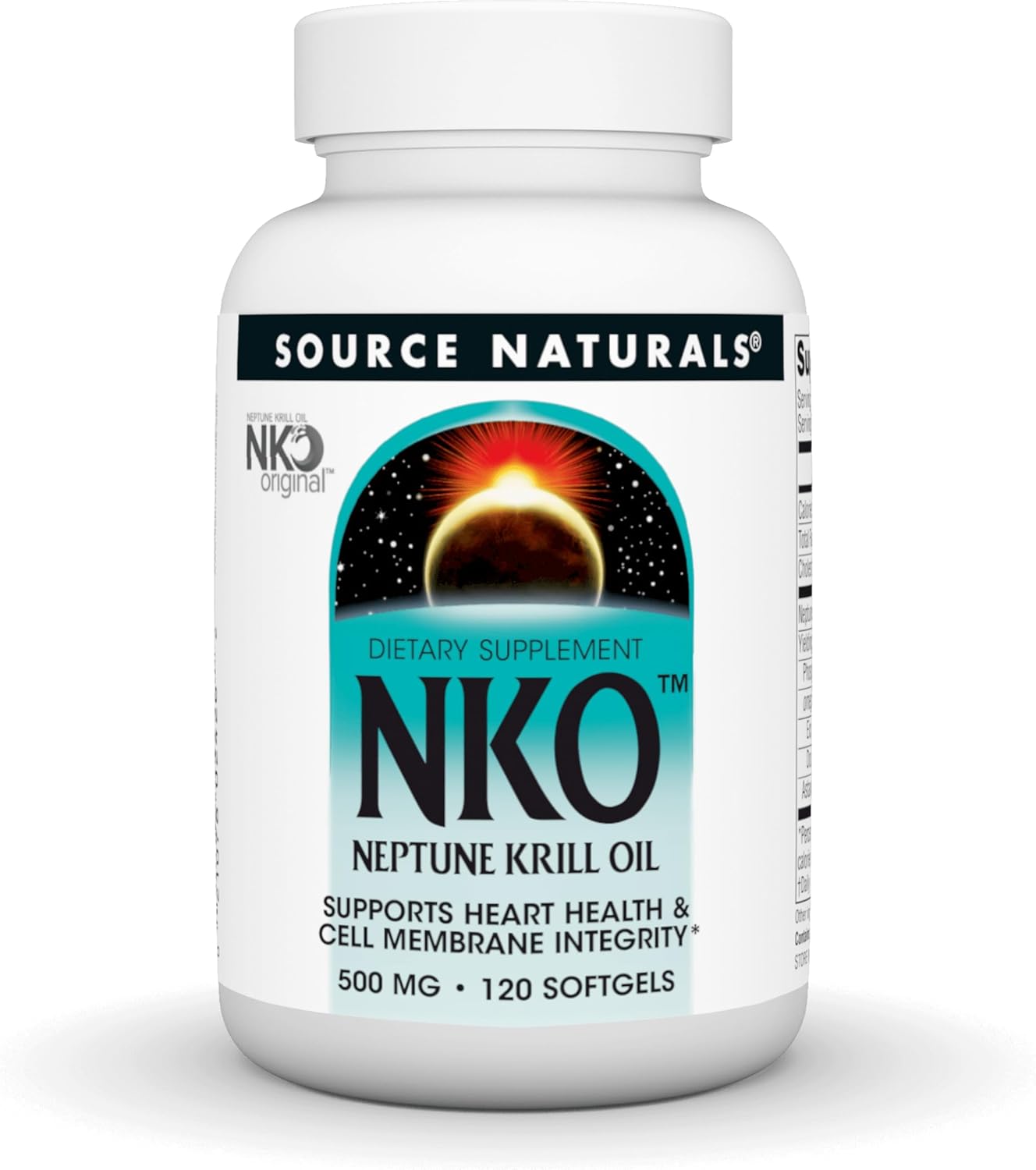 Source Naturals NKO Neptune Krill Oi, Supports Heart Health and Cell Membrane Integrity*, 500mg - 120 Softgels