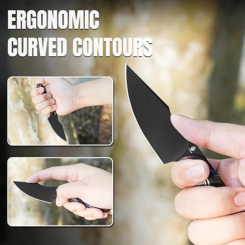 Miniatura 4 de Cuchillo de hoja fija Kizer Mini Arpón con funda, cuchillo de caza de 3V con mango G10, cuchillos pequeños de hoja fija para acampar y supervivencia