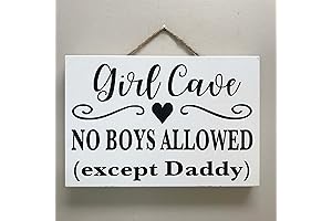 POMOTER Rustic Wood Sign: Designated Girl Cave Décor, Where Boys are Banned, Except for Daddy