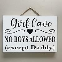 Vista 1 de POMOTER Letrero de madera rústica de 8 x 12 pulgadas, decoración artística de madera para pared, diseño de cueva de niña, con texto en inglés "No