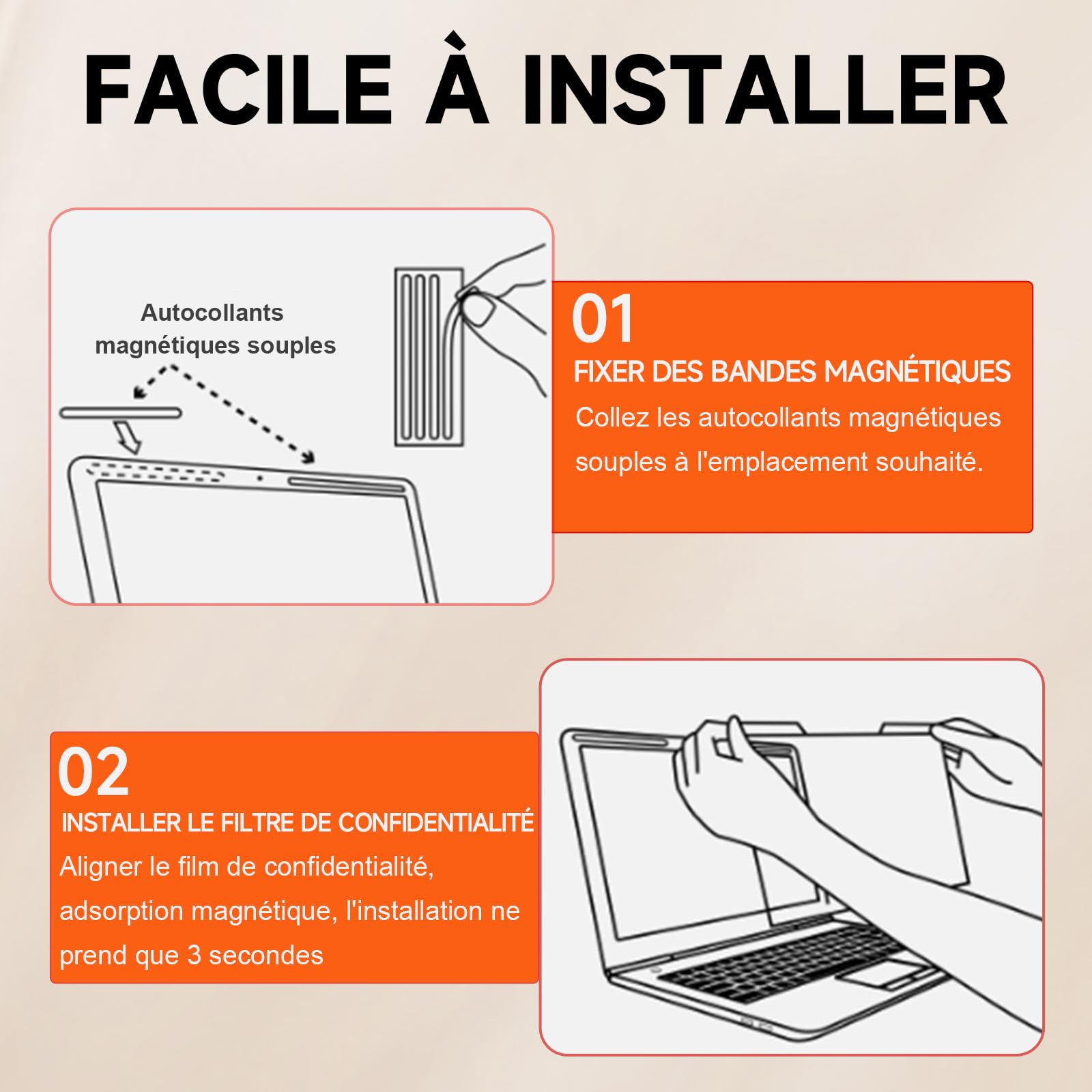 Film de protection anti-espion 16 pouces 16:10 pour ordinateur portable, filtre détachable anti-lumière bleue et reflets