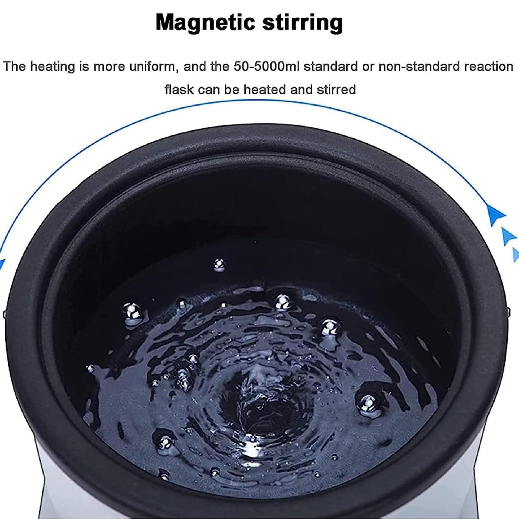 Agitador magnético con calefacción, velocidad ajustable 50-2000 rpm, capacidad de baño de agua y aceite para un control preciso de la temperatura en experimentos científicos