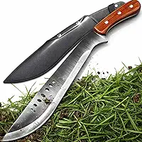 Facão de Mato Machete em Aço Inox Premium com Cabo de Madeira Ergonômico e Bainha – Resistente e Versátil para Camping, Pesca, Trilha, Roça, Caça e Atividades ao Ar Livre