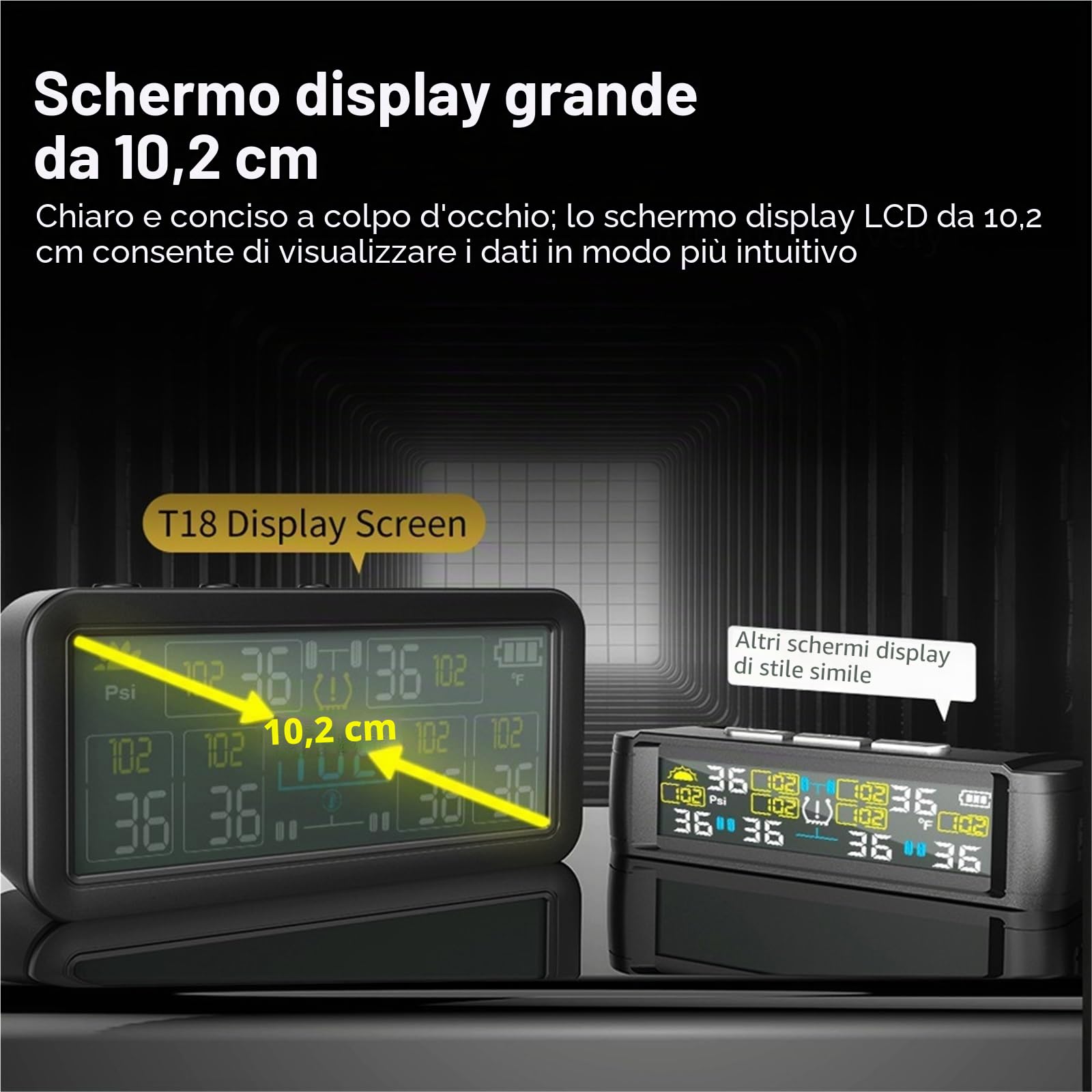 Allarme Pressione Pneumatici Auto TPMS Solare Impermeabile 4/6 sensori Esterni Display LCD Digitale 0~9,9 Bar Camion Camper(4 Sensor External)