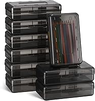 Vista 14 de Fainne Paquete de 24 cajas de lápices para la escuela, estuche de plástico transparente grande, caja de lápices de plástico grande apilable a