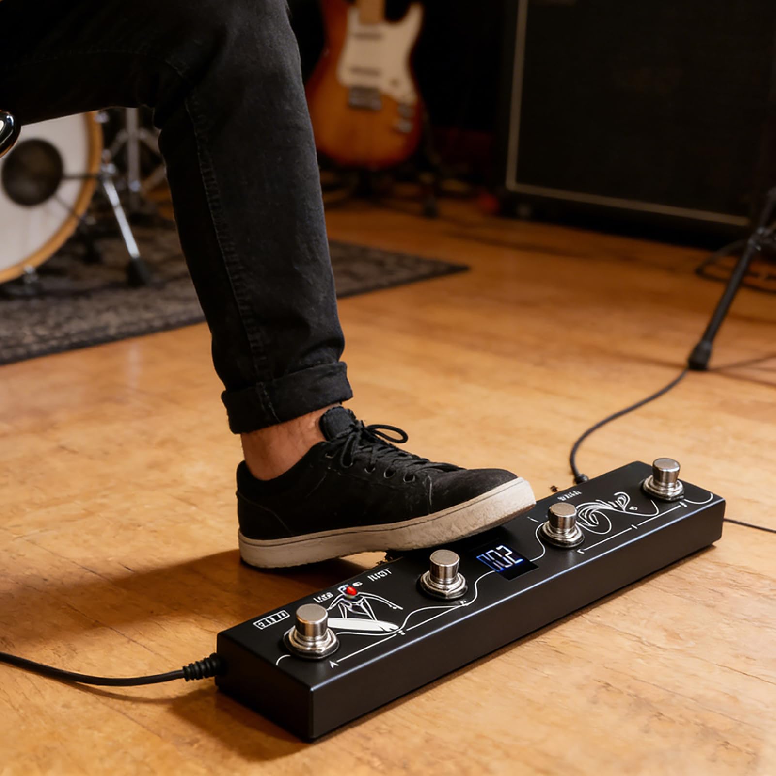 Jeffergarden BT MIDI Controller a Pedale Controller Wireless Multifunzione per Tastiera a Pedale Processore di Effetti Sonori per Spettacoli Teatrali Home Studios