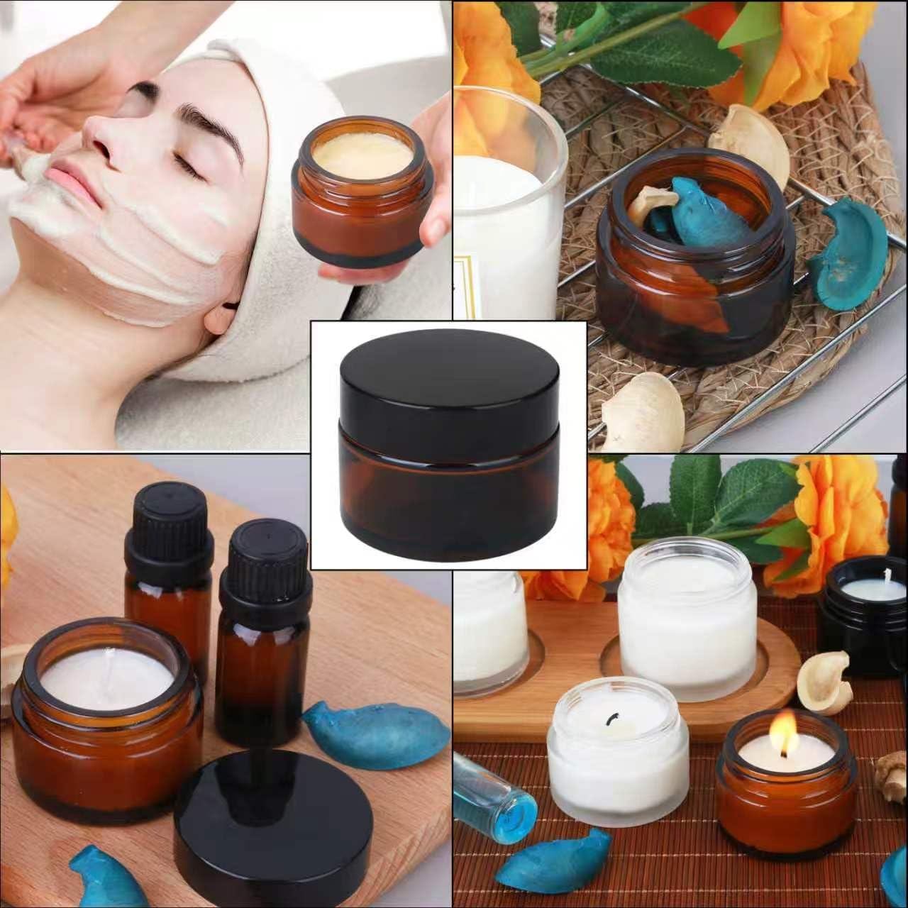 1Oz Amber Glass Jars With Lids,Airtight Leak Proof Empty Cosmetic Containers,Refillable Storage Pots For Lotions,Creams,Ointments,Salves And Body Care Lotions, Multi-Purpose Travel Skincare Vessels