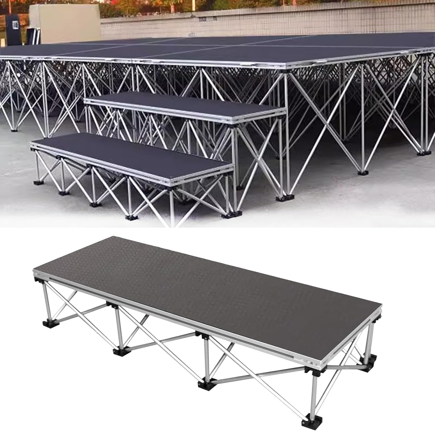 Portable Folding Stage Riser - Adjustable Height Connectable Platform for Events, Stairs, and Performances, Options: 20cm, 40cm, 60cm, 80cm