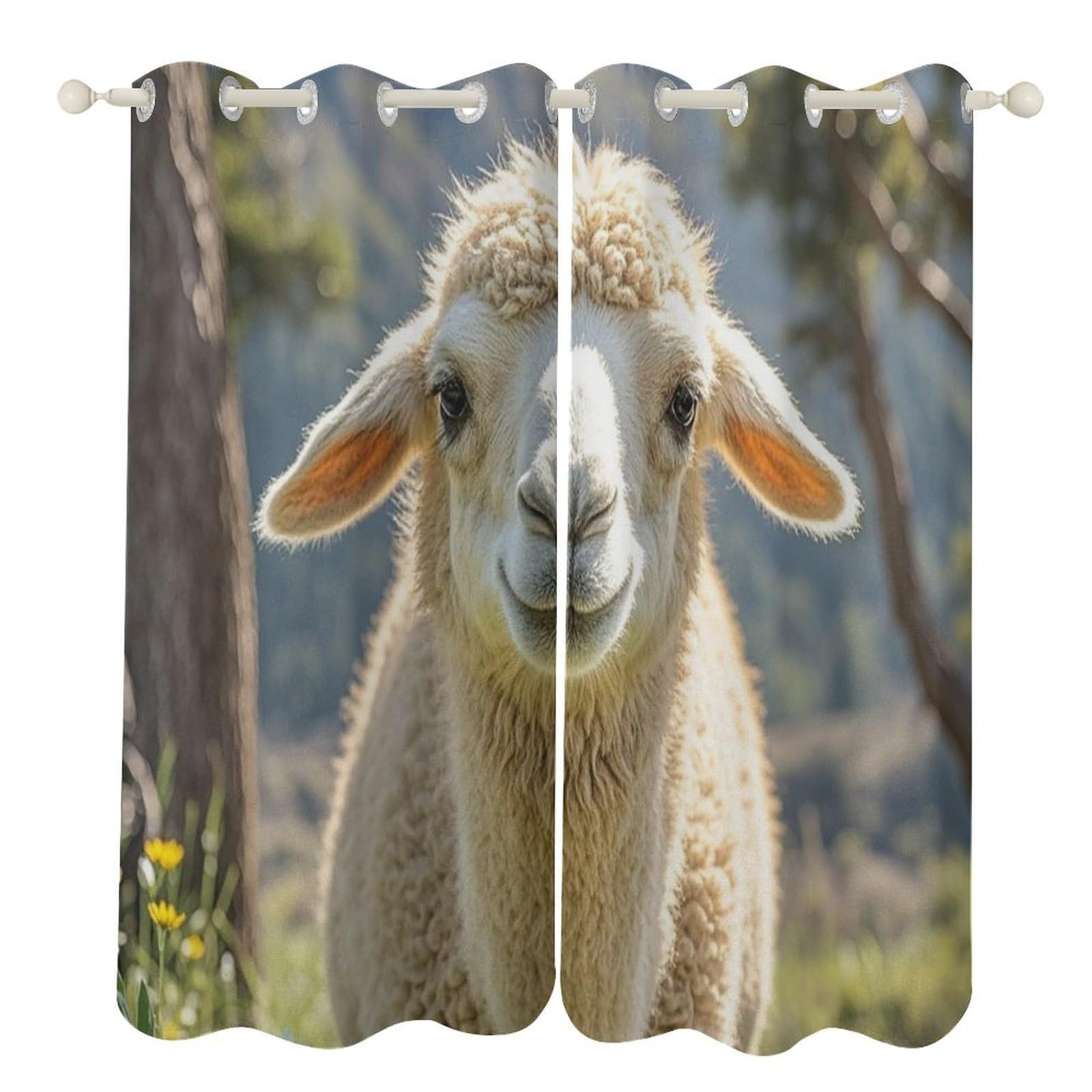 Rideaux occultants thermiques pour le salon avec motif agneau chaleureux