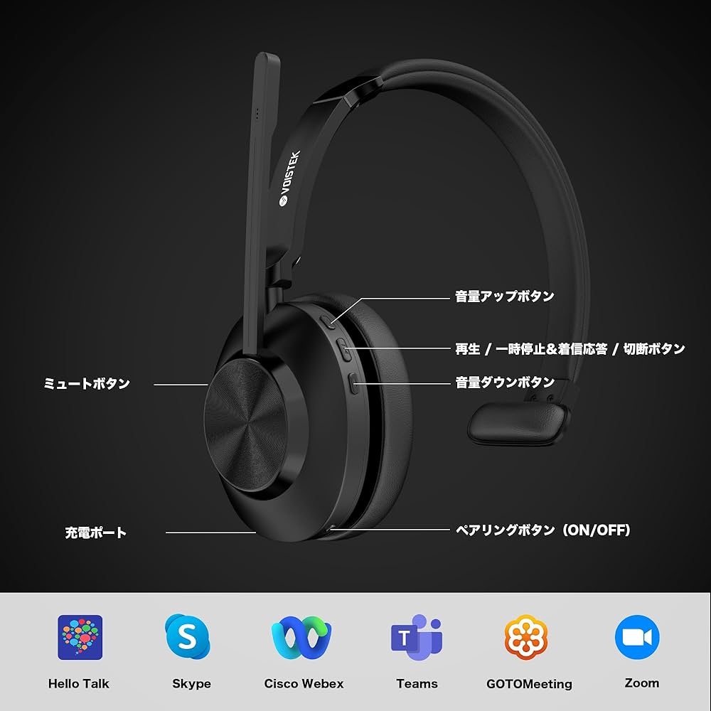 Amazon.co.jp: Voistek 業務用 ワイヤレスヘッドセット