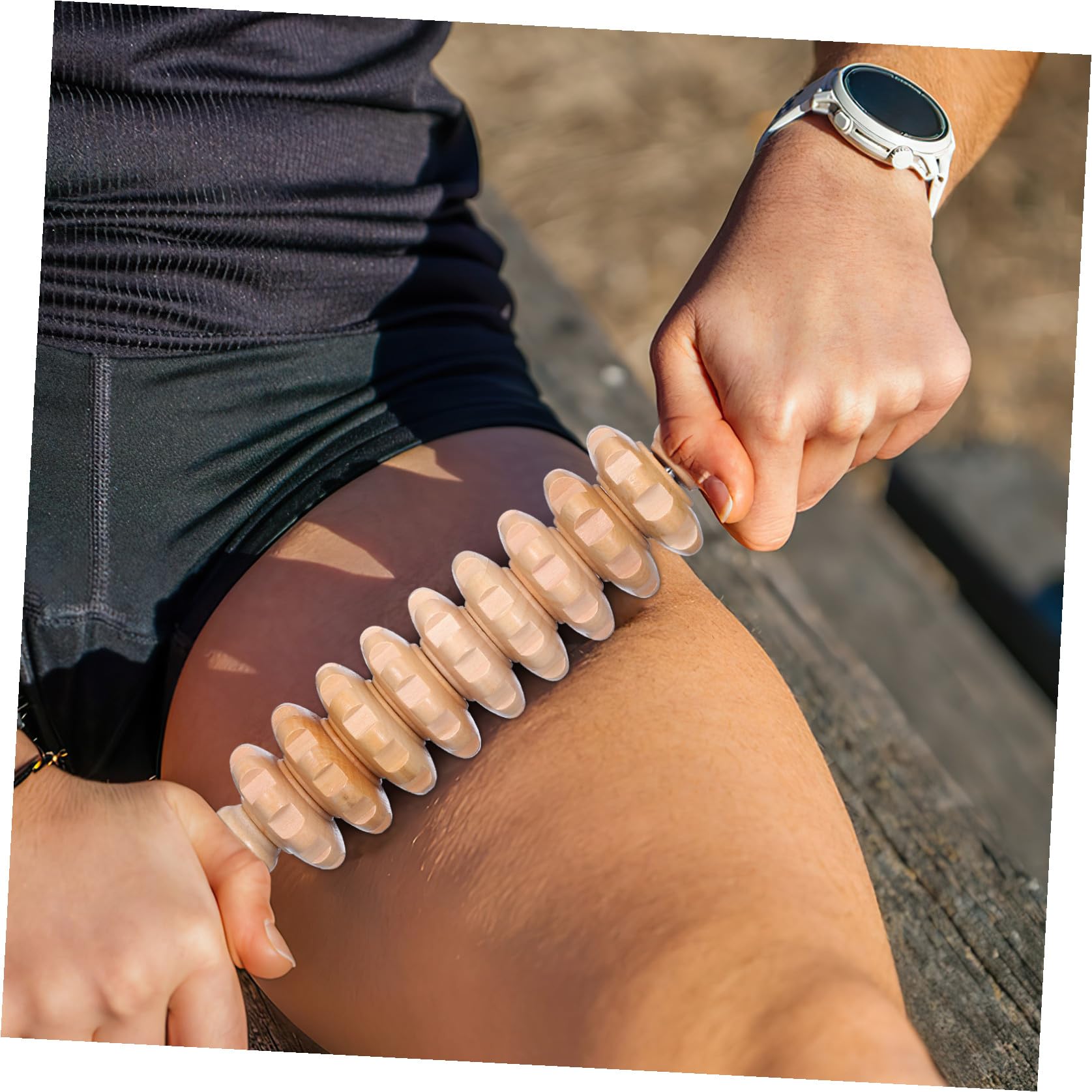 Ensemble D'outils de Massage en Bois pour Relaxation Musculaire 6 Pièces Accessoires Adaptés Massage du Dos Jambes